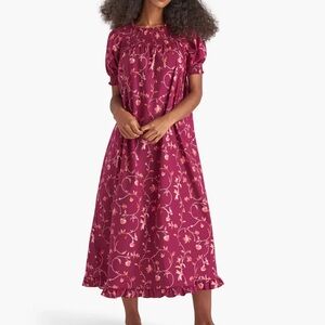 Hill House Burgundy Floral Nap Dress